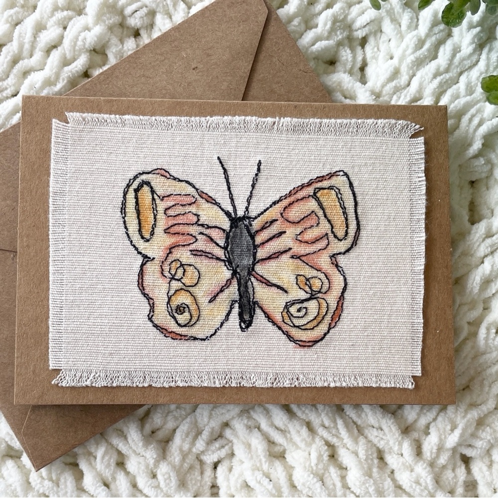 Handcrafted Butterfly Embroidered Greeting Card